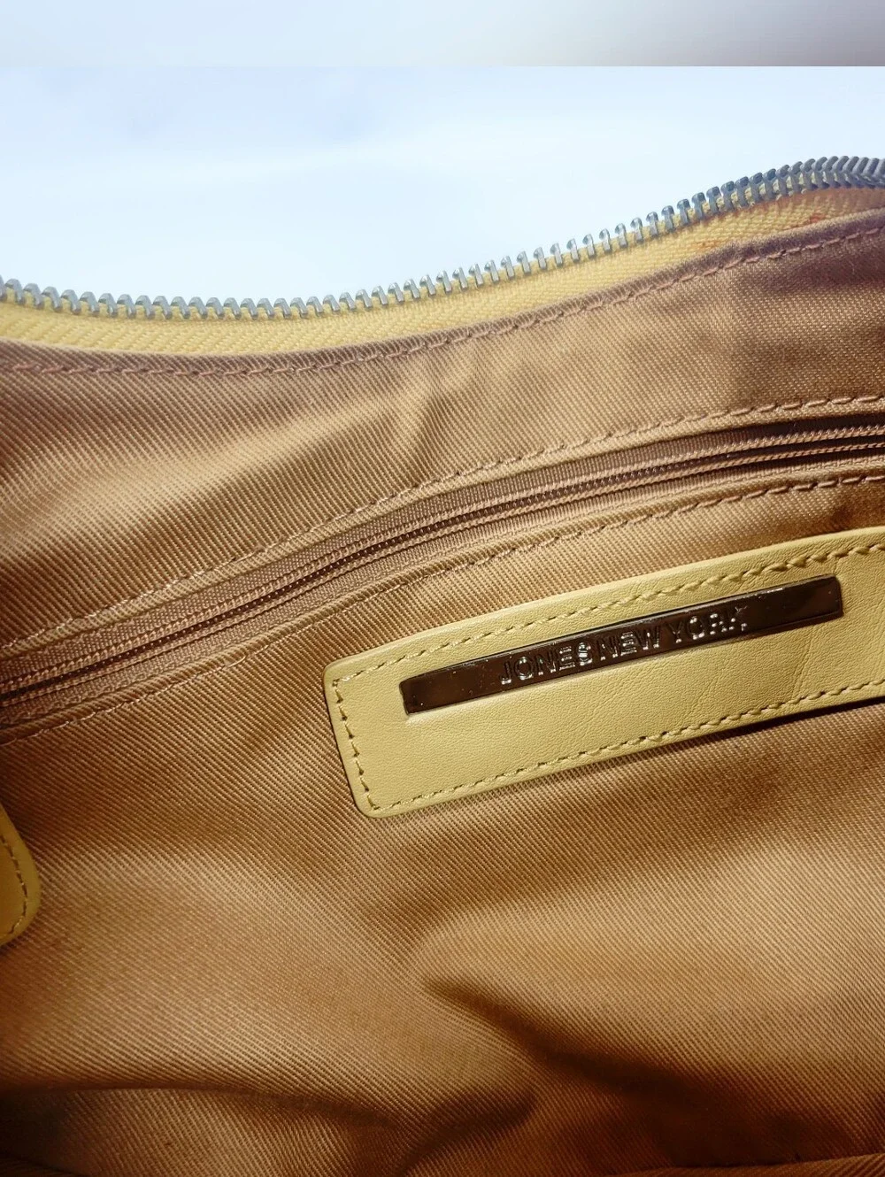 Vintage Jones New York Butter Yellow Leather Crescent Bag Y2K Half Moon Shoulder